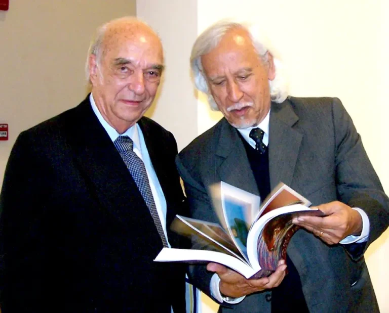 Manuel Pantigoso con el escritor y pensador brasileño Cándido Méndez, 2008