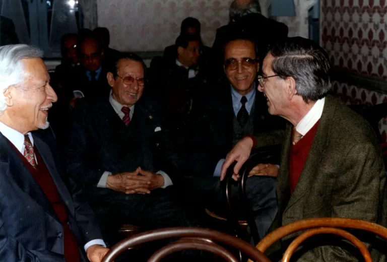 Con Carlos Eduardo Zavaleta, José León Herrera y José Luis Rivarola, en la Casa Museo Ricardo Palma, el 26 de agosto de 2004