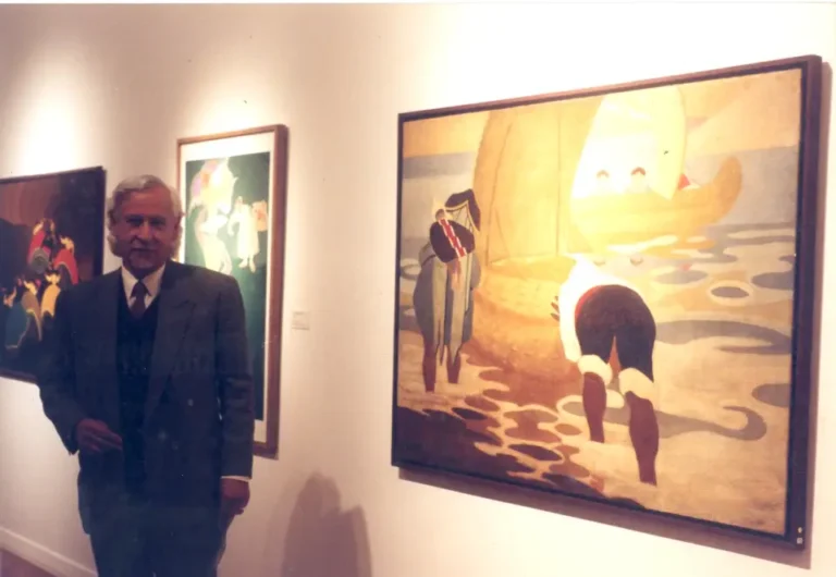 Manuel Pantigoso en la Exposición de pinturas de su padre