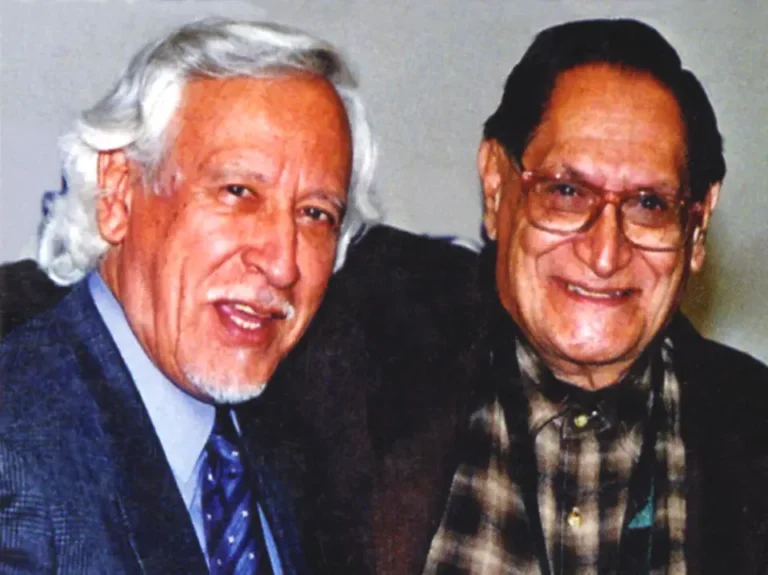 Manuel Pantigoso con el actor y director argentino Reynaldo D’Amore, 2004